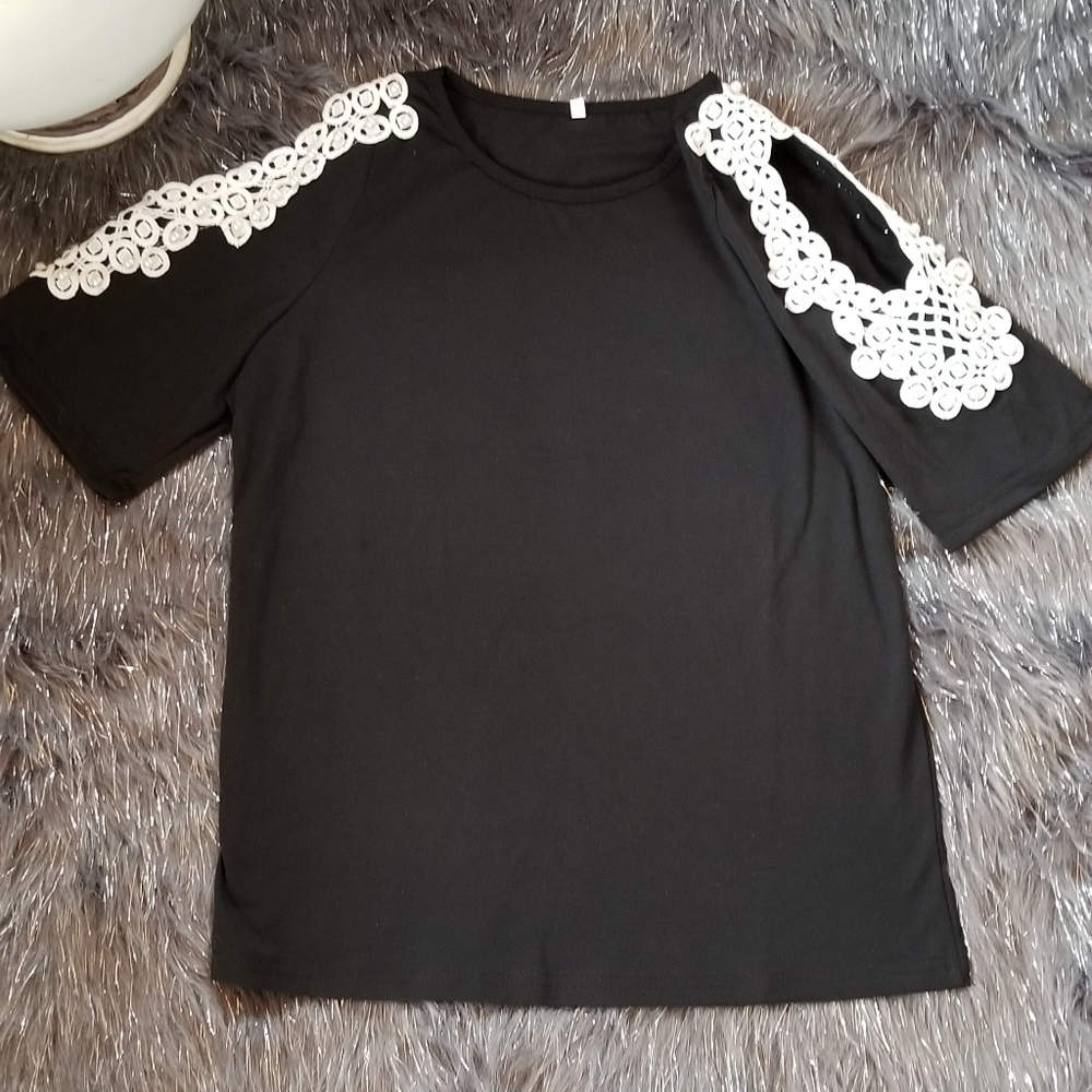 Floryday Black with White Detailed Shirt